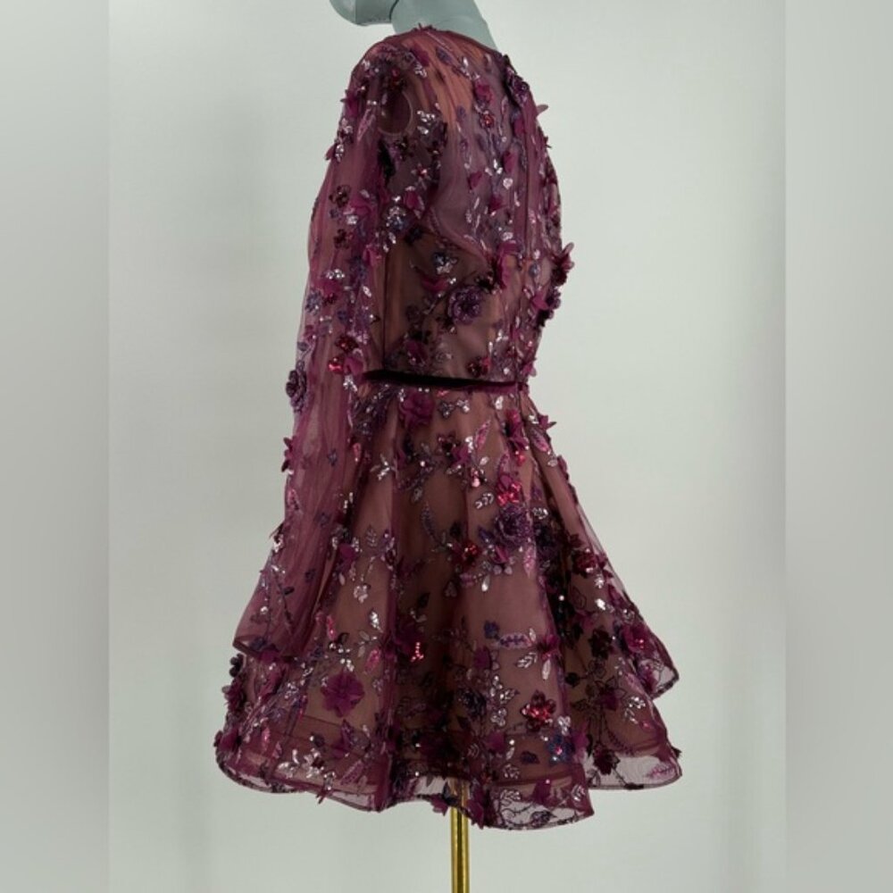 🆕 BRONX & BANCO 🧿 NWOT Talulah Long Sleeve Mini Dress, Burgundy - Sz L US 8 - Picture 9 of 15